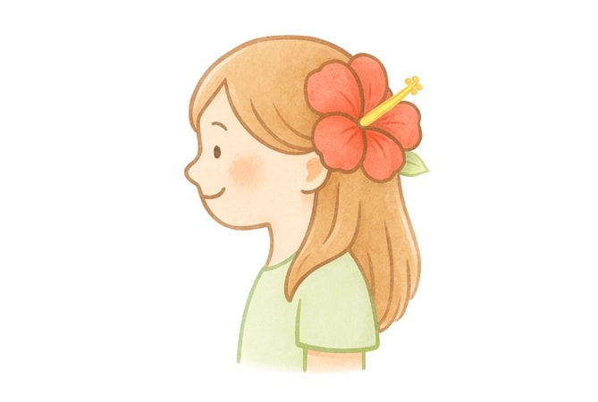 ハイビスカス、髪飾り